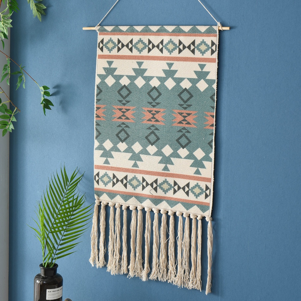 Of Tassel Style Wall Decoration Tapestry Hand-woven Net Red Background Cloth Bedroom Woven Tapestry