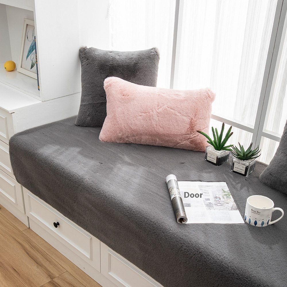Light Luxury Winter Thickened Solid Color Plush Balcony Bay Window Cushion High-end Imitation Rabbit Plush Custom Bay Window Cushion