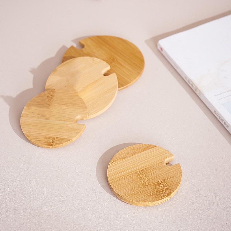 Ceramic Cup Accessories Stainless Steel Stirring Spoon Solid Wood Cup Tray Open Bamboo Lid