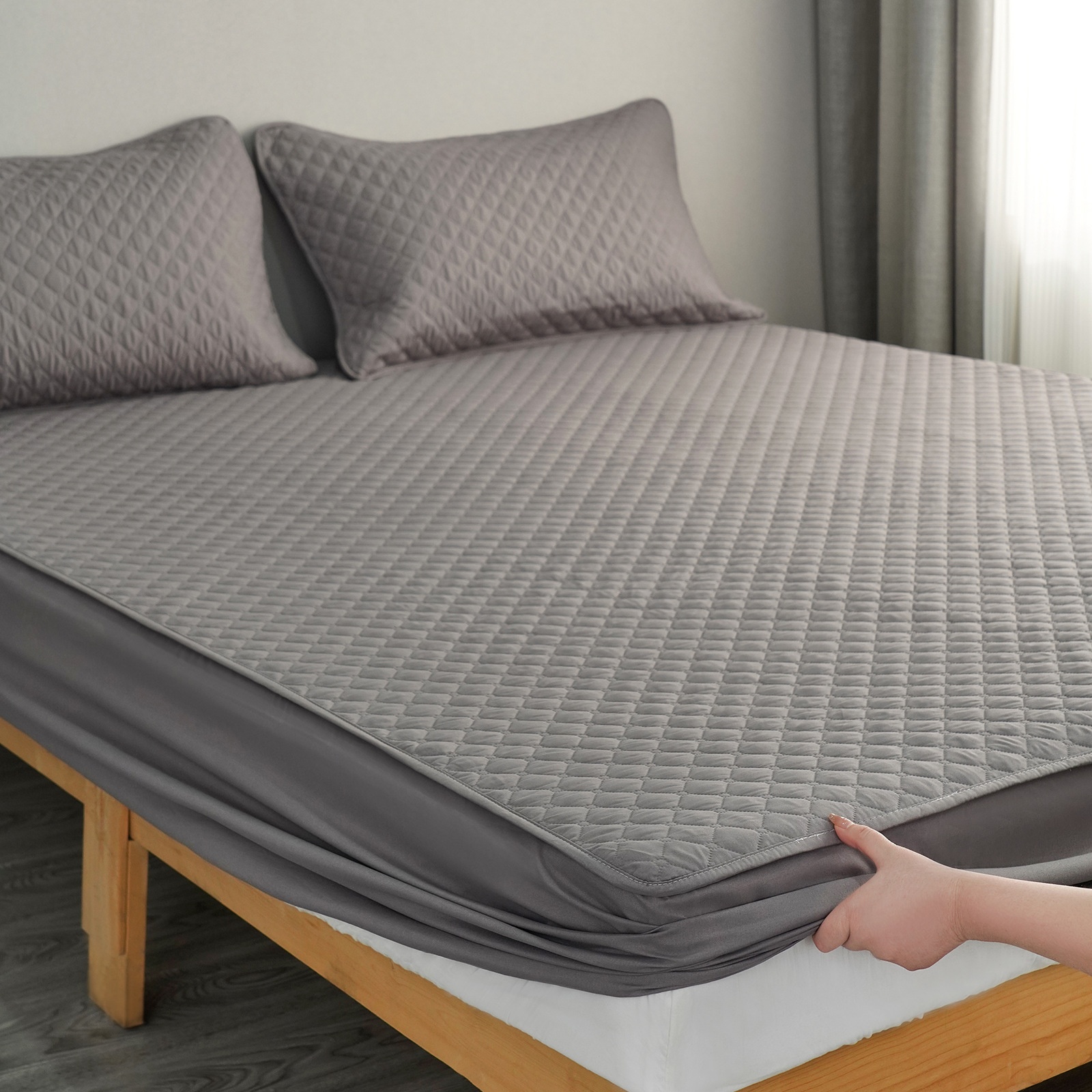 Ultrasonic Embossed Waterproof And Anti-wetting Bed Sheet Thickened Mattress Protector Breathable Quilted Bedspread