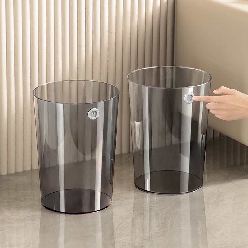 [Hedou C]Light Luxury Trash Can High Value Home Desktop Living Room Bedroom Kitchen Bathroom Transparent Wastebasket