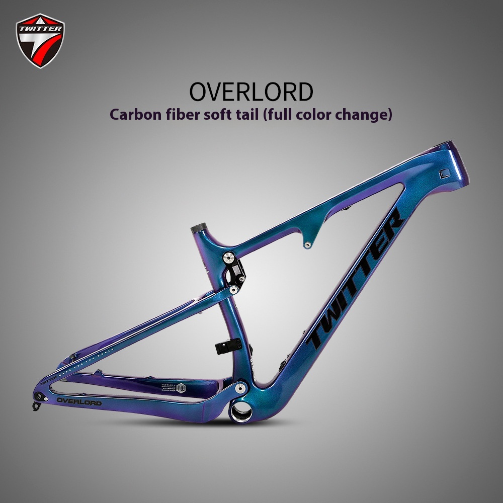 OVERLORDChameleon Carbon Fiber Soft Tail Mountain Bike Frame XCCross-country Full Suspension Bicycle Frame