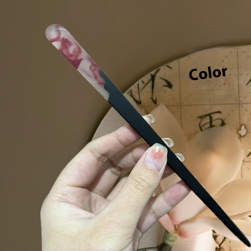 Retro Style Ebony Wood National Style Jiangnan Ink Hairpin Hanfu Ancient Style Step-shaking Hairpin Simple Daily Hair Ornament