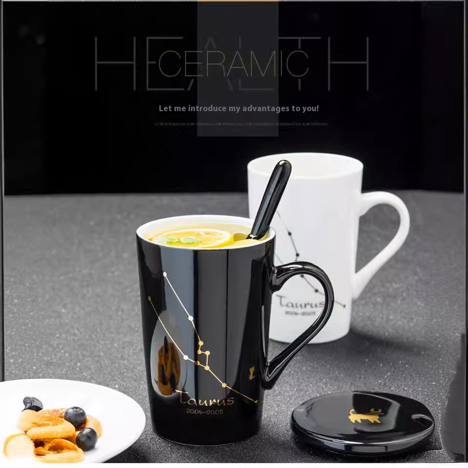 Of Creative Constellation Mugs,Office Ceramic Cups With Lids And Spoons,Coffee Cups,Couple Water Cups And Tea Cups