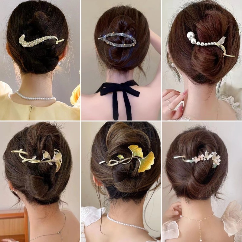 Style Forest Ginkgo Leaf Hairpin Female Back Of The Head One Word Frog Clip Temperament High-end Hair Shark Clip