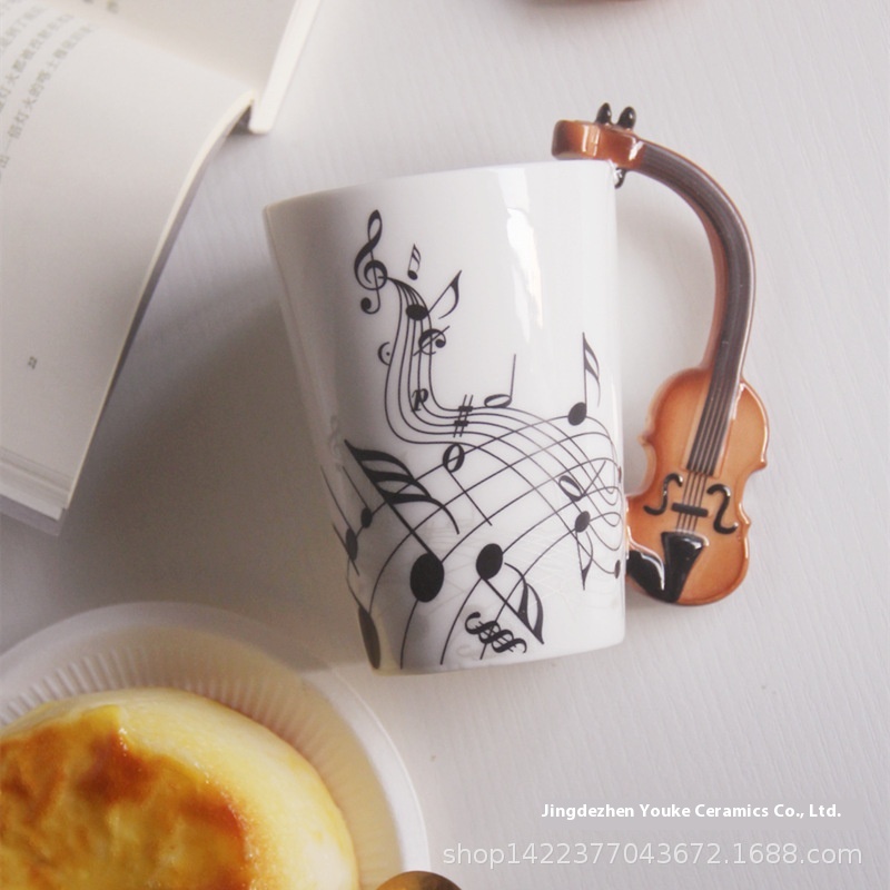 Export Mug Musical Note Creative Ceramic Cup Violin Coffee Cup Foreign Trade Water Cup