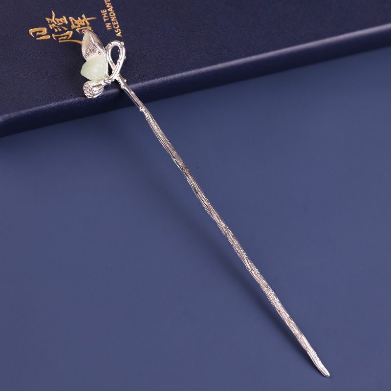 Jiangnan Ancient Style Hairpin Hetian Jade Lotus Hairpin National Style Hanfu Accessories Hair Accessories National Tide Accessoriess