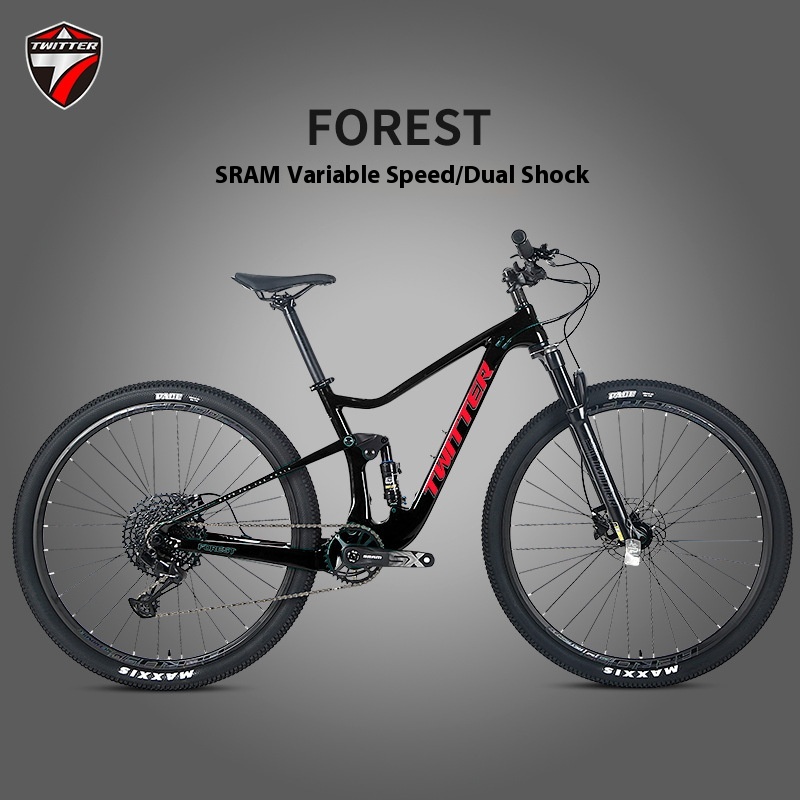 TWITTERCarbon Fiber Soft Tail Mountain Bike SX-12 Speed FORESTDouble Shock Mountain AMOff-road