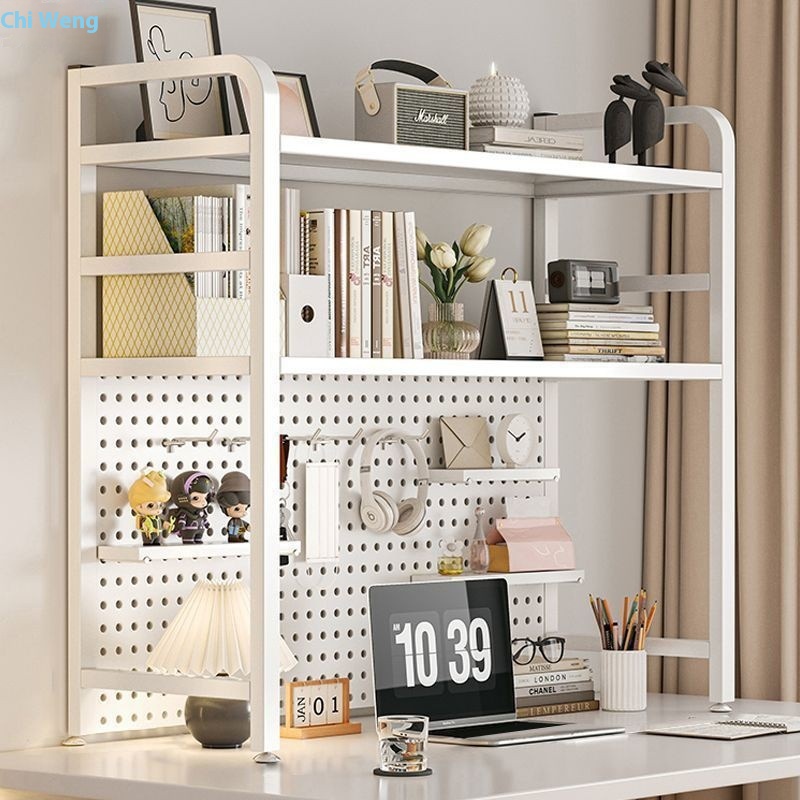 4s7 Bookshelf Desktop Rack Multi-layer Hole Board Storage Rack Home Desk Multi-function Storage Rack Height Increase