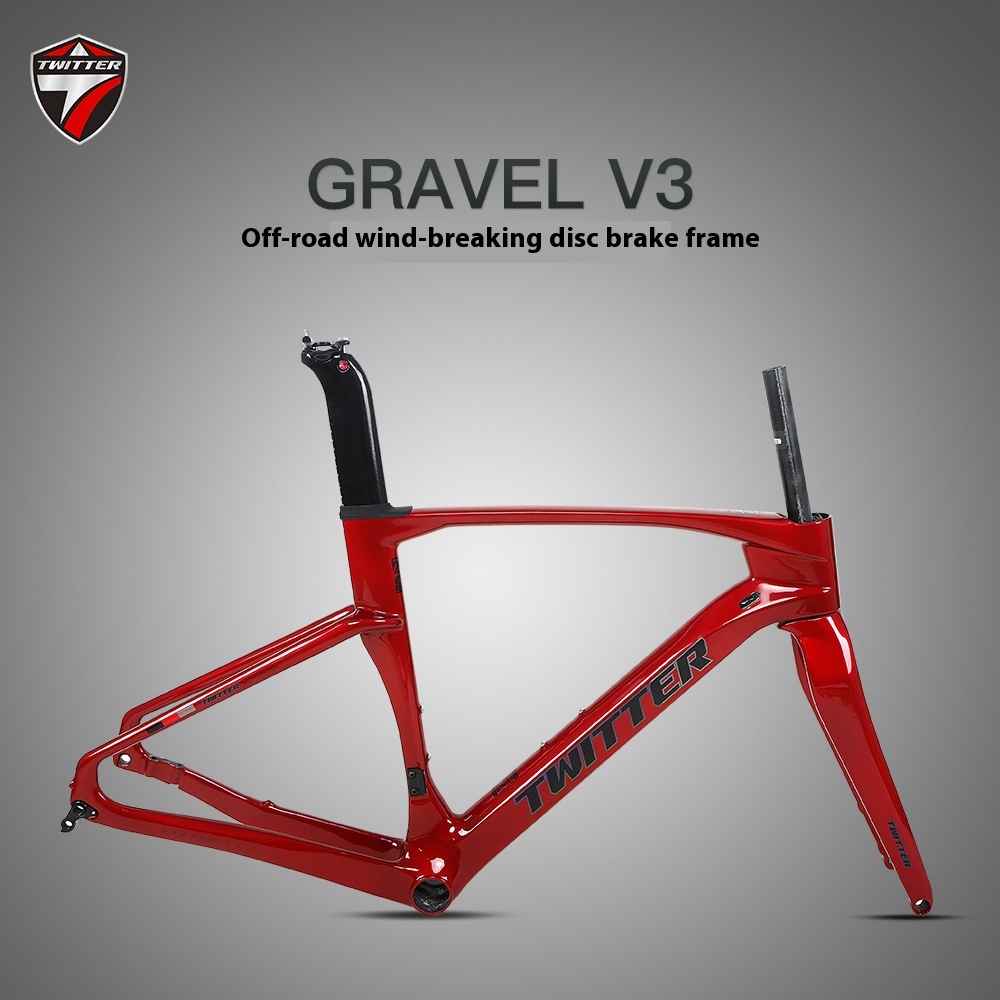 GRAVEL-V3 Carbon Fiber Road Bike Frame Disc Brake Barrel Axle Version Bicycle Frame Wind-breaking Design