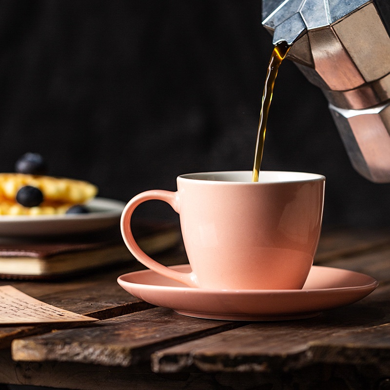 Of European Style Simple Colored Glaze Flower Tea Mug MLFull Set Of Ceramic Hand Brewed Coffee Cup And Saucer Gift Box Set