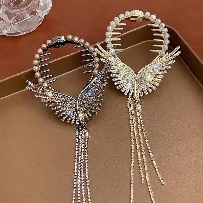 High-grade Wing Tassel Hairpin Female Temperament Ball Head Hairpin Hair Buckle Back Of The Head Grab Clip Head Ornament Artifact