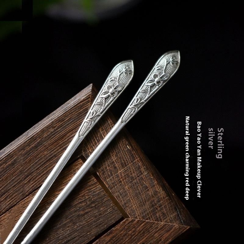 925 Silver-plated Personalized Hairpin For Women With Peony Relief Chinese Retro Hairpin Modified Republic Of China Style Daily Matching Bun