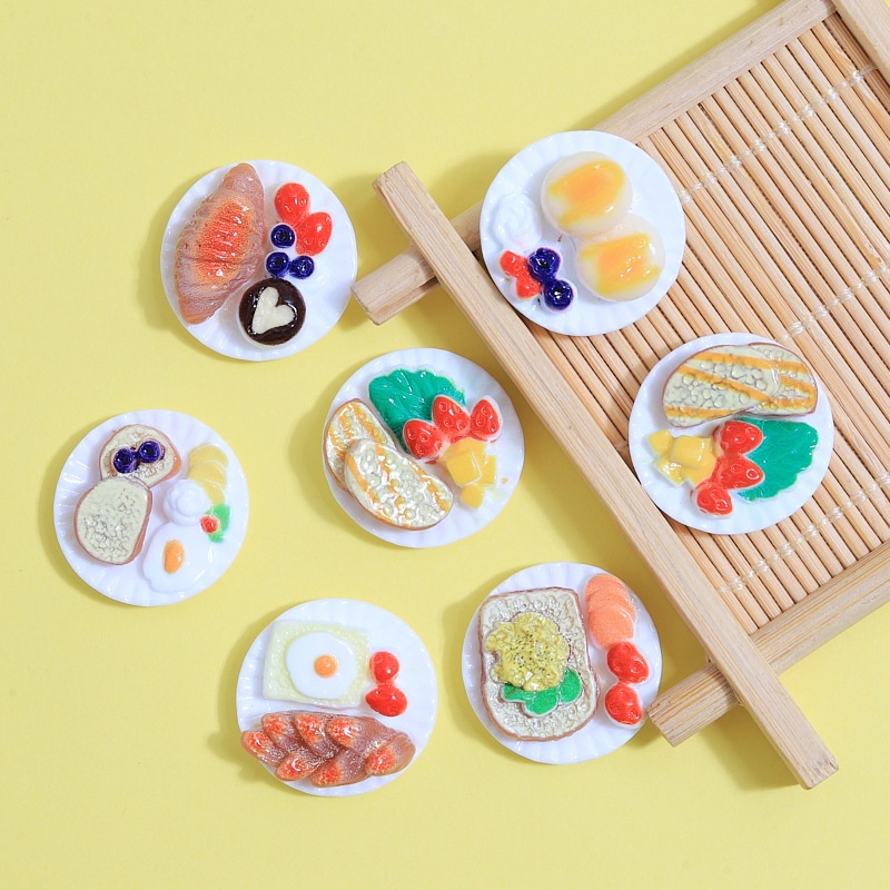 Simulation Breakfast Food Play Creative Handmade Diy Cream Glue Mobile Phone Case Headdress Hairpin Jewelry Resin Accessories