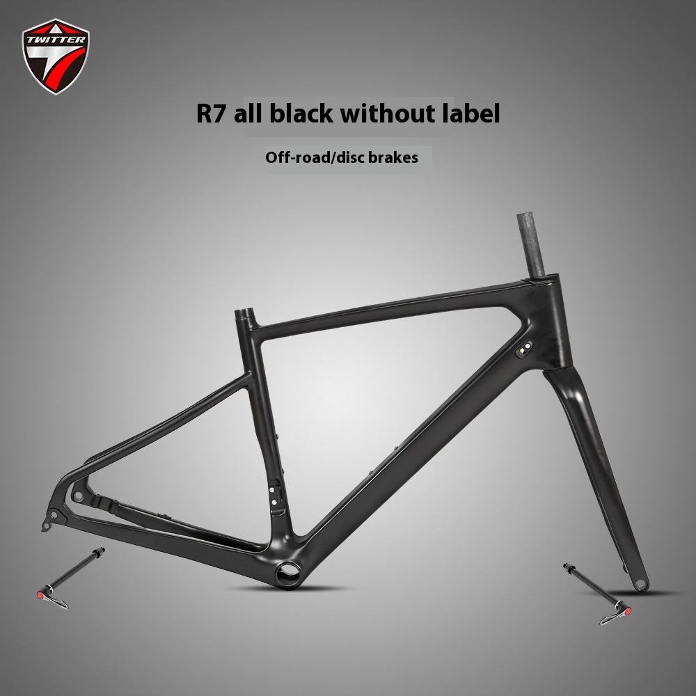 TWITTERCarbon Fiber Unmarked Road Bike Frame Gravel Barrel Axle Disc Brake Gravel Off-road Frame