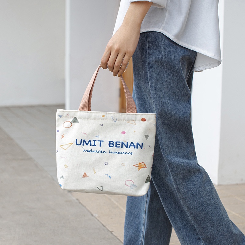 Canvas Bag Korean Style Handbag Cute Large Capacity Storage Bag Office Worker Student Lunch Bag One Piece Drop Shipping