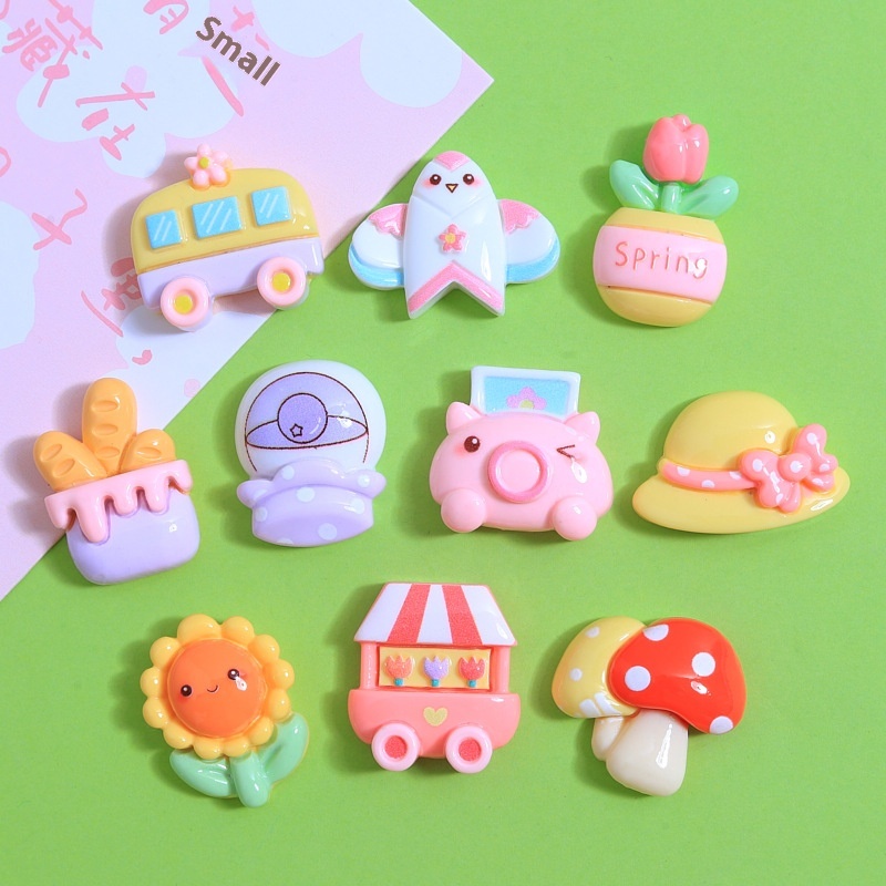 Cartoon Pig Spring Outing Children's Fun Handmade Diy Cream Glue Mobile Phone Case Headdress Hairpin Jewelry Resin Accessories