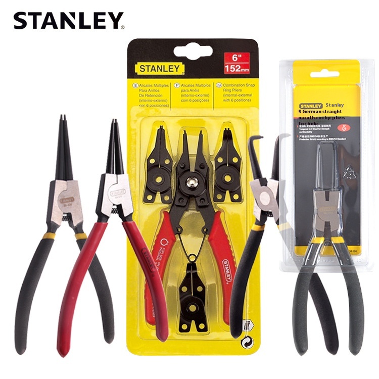 Stanley Circlip Pliers Set Straight Mouth German Hole For Shaft With Inner Card And Outer Card Retaining Ring Pliers Snap Ring Pliers Set