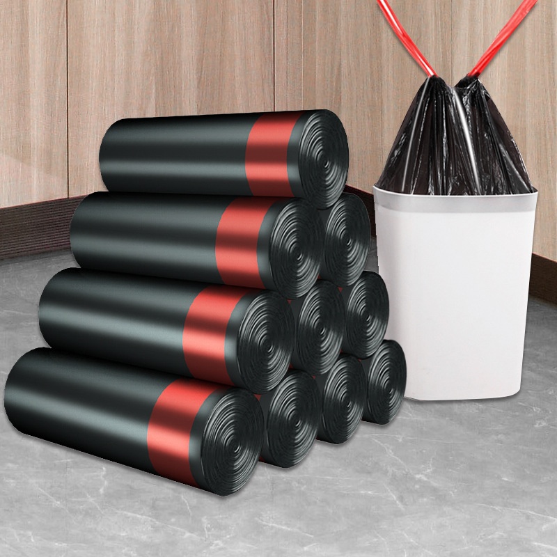 3 Rolls Of Thickened Drawstring Garbage Bags For Household Use,Affordable Portable Trash Cans,Medium And Large Plastic Bags