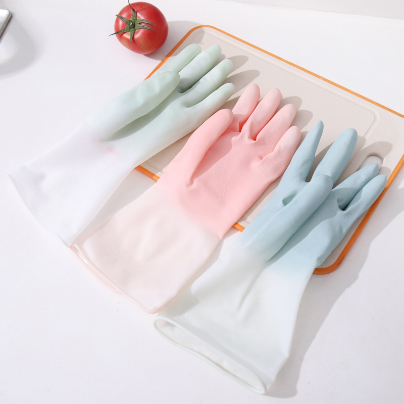 A008 Dishwashing Gloves Women's Latex Kitchen Dishwashing Housework Cleaning Durable Hand-fitting Waterproof Clothes Washing Gloves