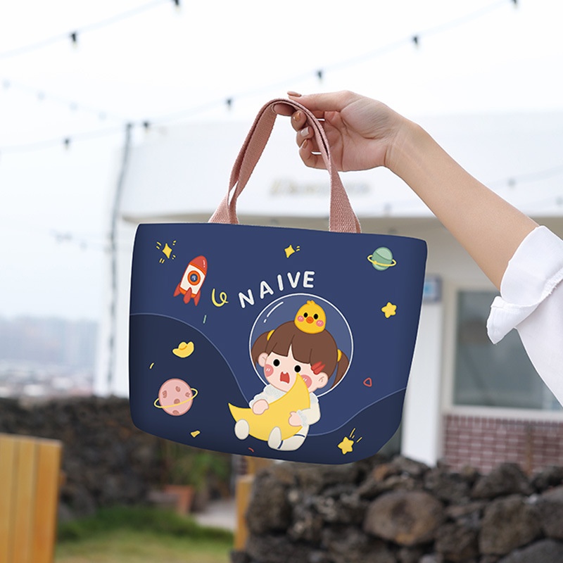 Original Handbag Women's Canvas Bag Student Office Worker Lunch Lunch Bag Hand-held Cloth Bag Lunch Bag One Piece Dropshipping