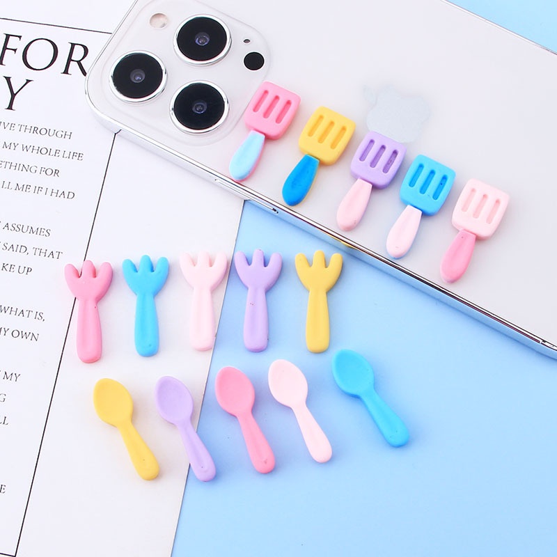 Creative Mini Tableware Knife,Fork And Spoon Diy Cream Glue Mobile Phone Shell Material Resin Accessories