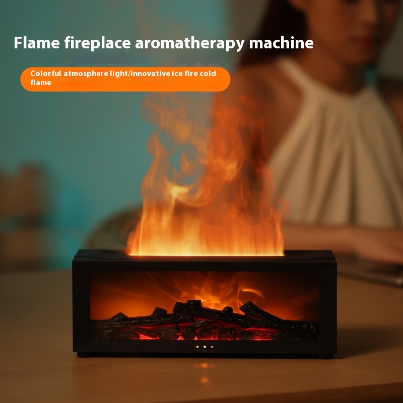 Desktop Simulated Fireplace Flame Aroma Diffuser Ultrasonic Humidifier With Timer And Creative Mist