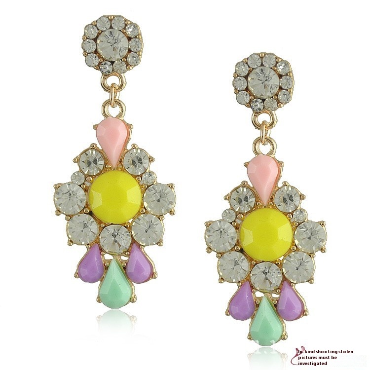 Korean Jewelry Bohemian Style European And American Personality Diamond Water Drop Tassel Earrings Earrings E1463