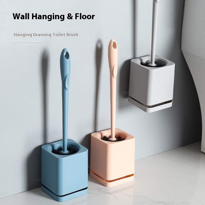 Toilet Brush Household Plastic Long Handle Toilet Brush Punch-free Wall-mounted Floor-standing With Base Toilet Brush Cleaning Set
