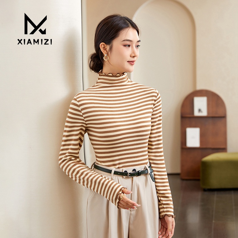 High-necked Sweater For Women Autumn And Winter Stylish Inner Striped Bottoming Shirt Women's Long-sleeved Slim Knitted Top