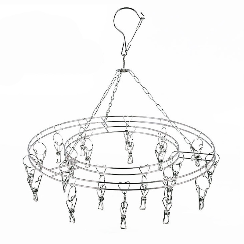Stainless Steel Clothes Drying Rack With Multiple Clips For Drying Socks,Disc Clothes Drying Rack,Multi-function Household Underwear Clips For Drying Socks