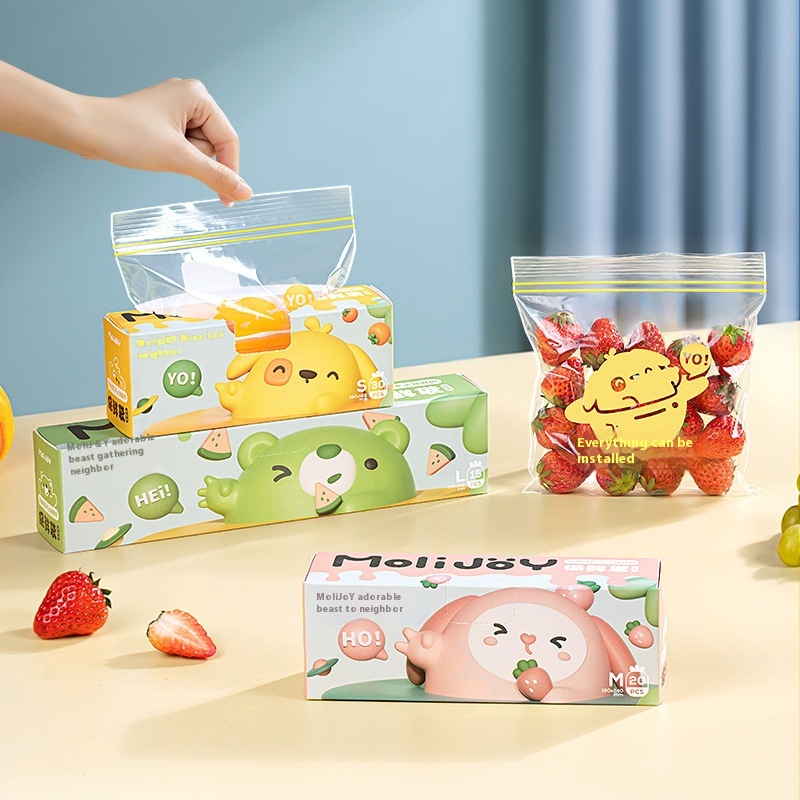 Kitchen Fresh-keeping Bags Household Frozen Double-rib Sealed Bags Food Fresh-keeping Self-sealing Packaging Bags Thickened Refrigerator Storage Bags