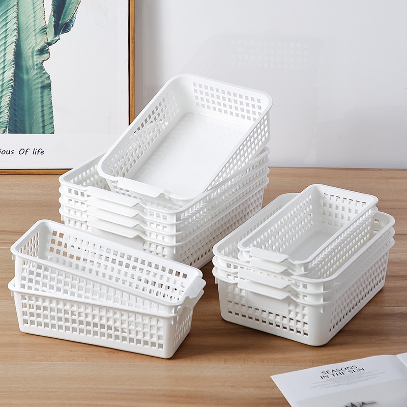 Desktop Storage Basket Household Plastic Snacks Toys Sundries Storage Box Bathroom Hollow Storage Basket Simple Finishing Basket