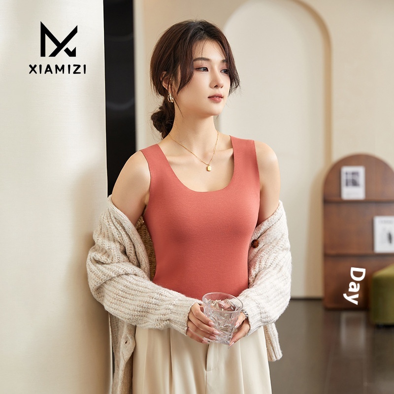 Vest Women Autumn And Winter Seamless Warm Suspenders Inner Wear Plus Velvet Thickened Double-sided Fleece Self-heating Bottoming Shirt Women's Clothing