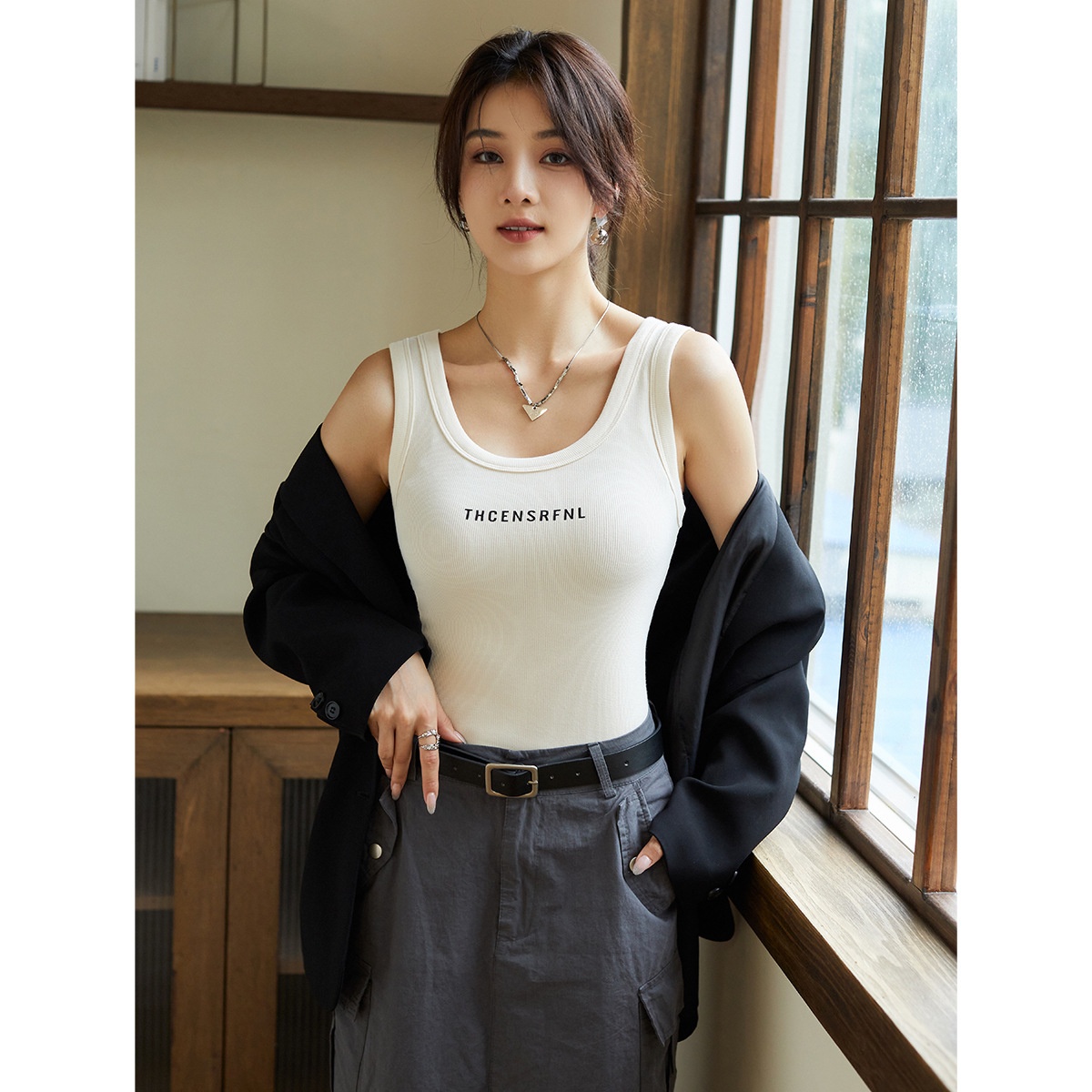 French Style Outer Wear Small Vest Sling Large Size Fat Mm Knitted Sleeveless Tops Slim Fit Slim Women Autumn And Winter Bottoming Shirt Women
