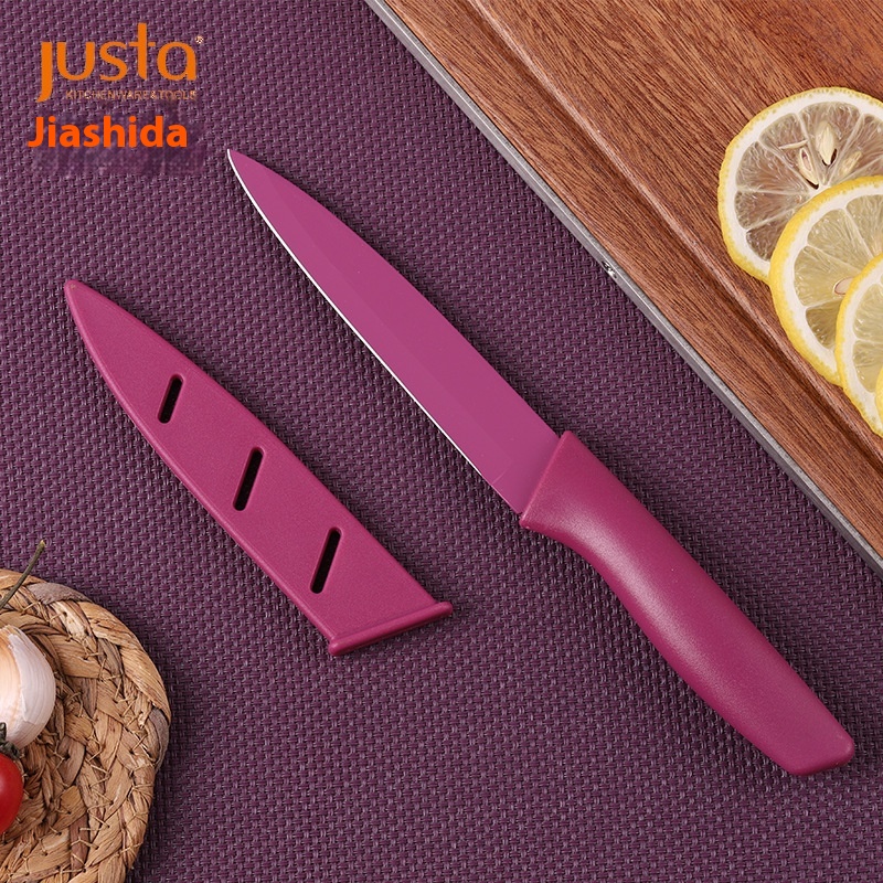 Household Fruit Knife Stainless Steel Kitchen Peeling Knife Outdoor Portable Food Supplement Knife With Knife Cover Safe Portable Fruit Knife