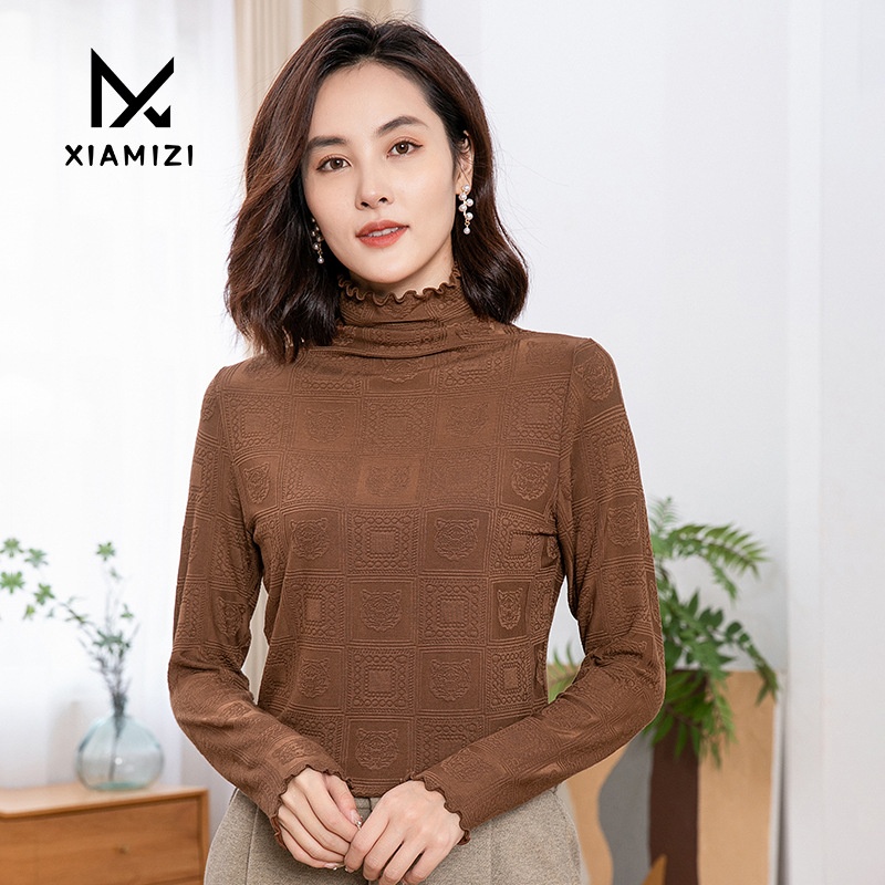 High-end Stylish Inner Bottoming Shirt For Women Autumn And Winter Style Wood Ear Edge Half Turtleneck Sweater Knitted Sweater Top