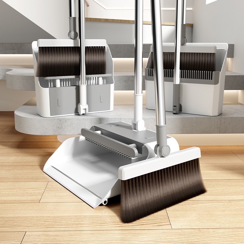Household Broom And Dustpan Set For Living Room Floor Cleaning Foldable Rotating Extended Sweeping Surface Foldable Brush Floor Scraper
