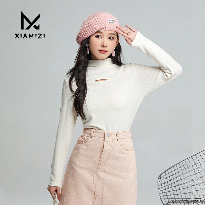 French Hollow Half-high Collar Bottoming Shirt For Women Thin Slim Fit Sweater Inner Wear Autumn And Winter Knitted Sweater