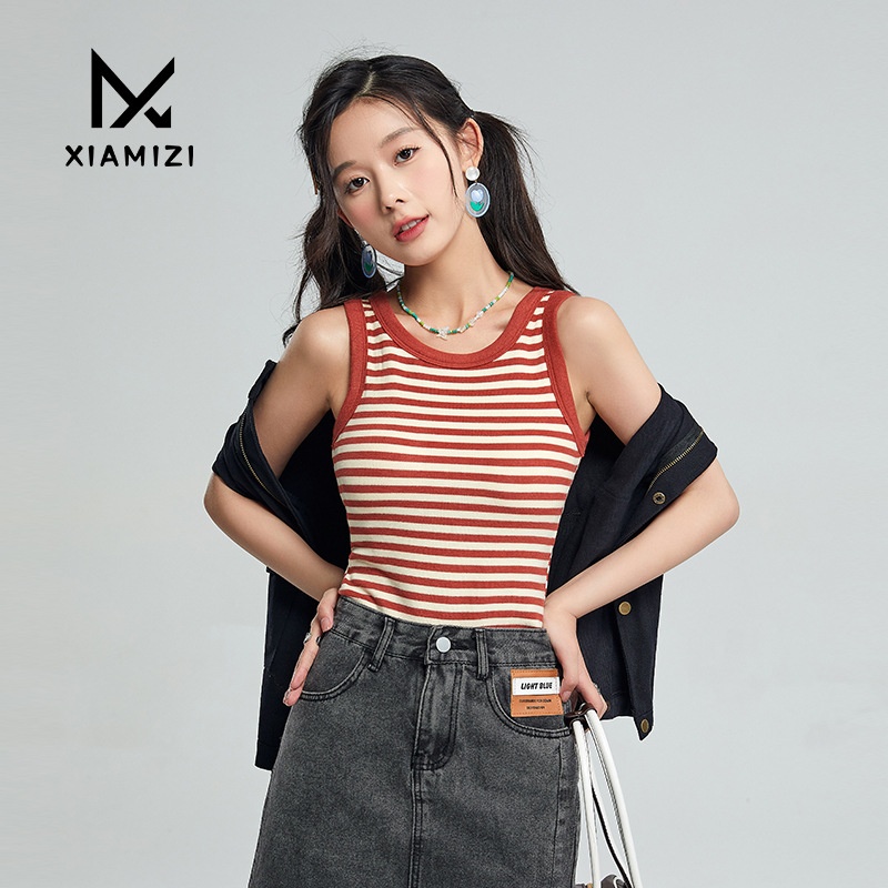 German Velvet Warm Vest For Women With Heat In Autumn And Winter,Slim Fit,Round Neck,Inner Chest Pad,Outer Wear,Contrast Color Striped Suspender Bottoming Shirt