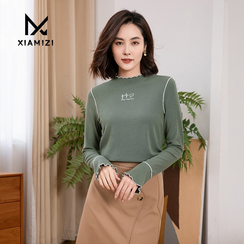 Autumn And Winter Tops Long-sleeved Knitted Warm Bottoming Shirt Spring And Autumny Sweater For Women With Half-high Collar