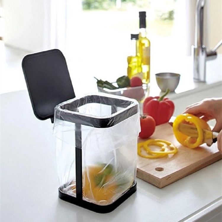 Japanese Style Desktop Trash Can Mini Home Kitchen Living Room Countertop Trash Rack Table Flip Trash Can