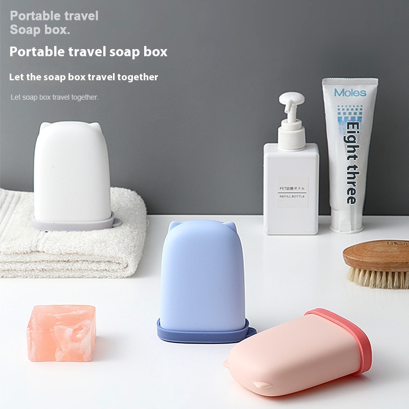 A153 Silicone Soap Box With Cover Travel Portable Sealed Waterproof Soap Box Home Bathroom Toilet Soap Tray