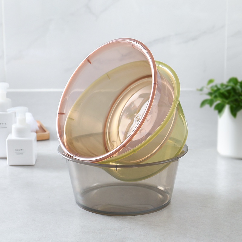 Plastic Wash Basin Round Transparent Household Wash Basin Simple Student Dormitory Laundry Basin Kitchen Vegetable Basin