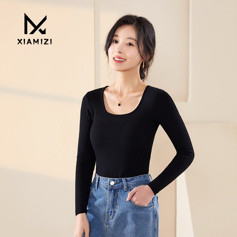 Autumn And Winter Warm Ladies'Bottoming Shirt Chest Pad Outer Wear Inner Long-sleeved T-shirt Slim Women's Sweater Women