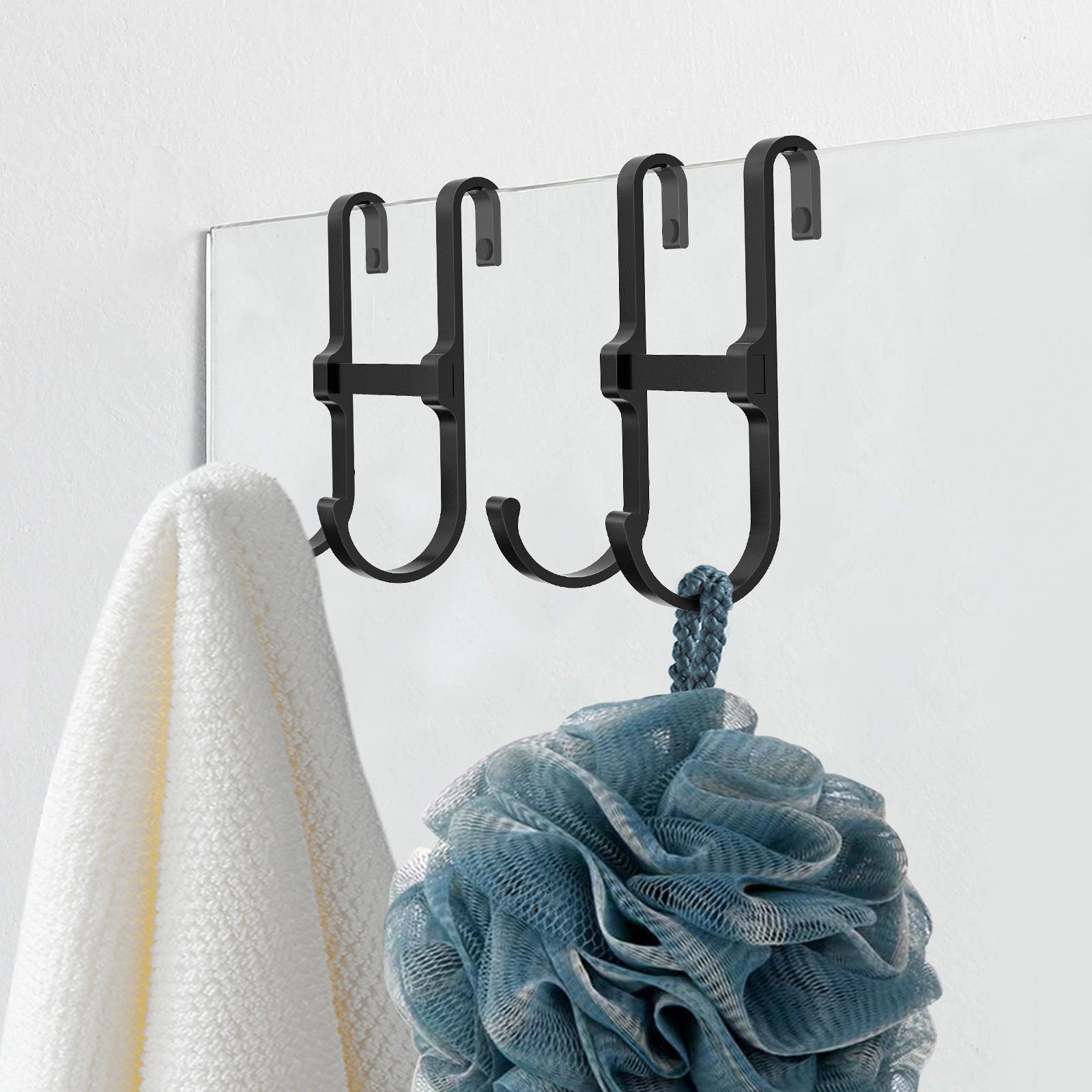 Glass Shower Door Hook Bathroom Frameless Glass Towel Hook Door Hook Bathroom Nail-free Hook2 Pcs4