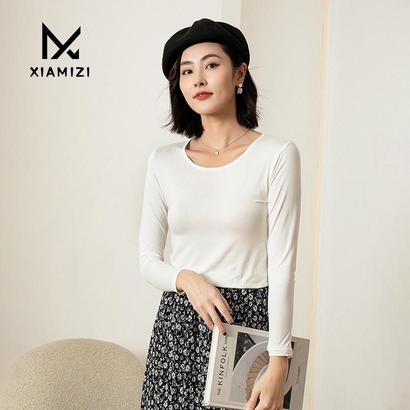 Autumn Round Neck Modal Thin Bottoming Shirt For Women To Wearide And Outside Autumn Clothes Long-sleeved Tops For Women