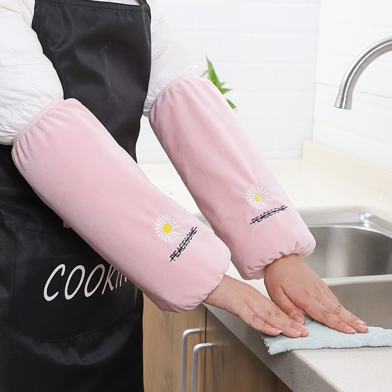 Long Sleeves For Women,Home Kitchen Anti-dirty And Anti-fouling Work Sleeves,Autumn And Winter Flannel Wear-resistant Cute Sleeves