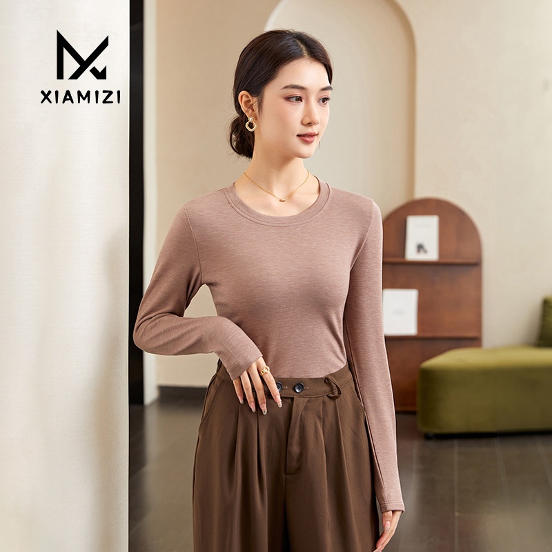 French Retro Round Neck Knitted Bottoming Shirt For Women Autumn And Winter Thin Sweater Autumn And Winter Slim Fit Long Sleeve Top