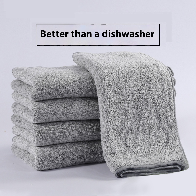 Japanese Bamboo Charcoal Rag Thick Absorbent Oil-free Dishwashing Towel Microfiber Kitchen Cleaning Dishwashing Cloth Scouring Pad